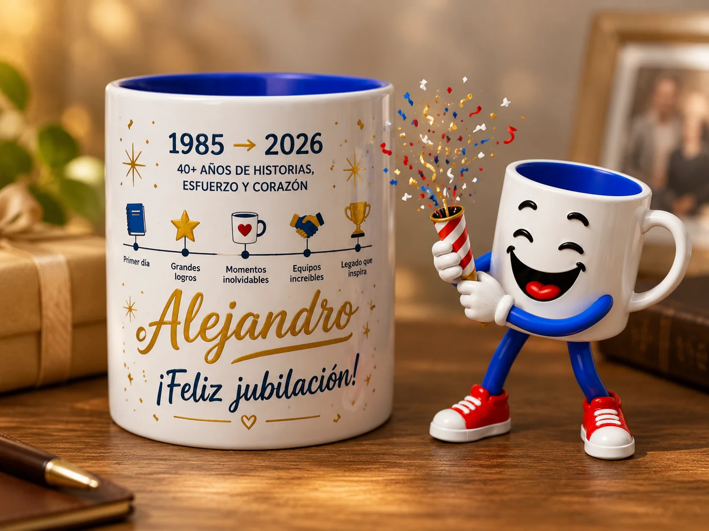 Regalo de jubilación personalizado: cómo encajan la fecha, el cargo y el equipo en un solo artículo