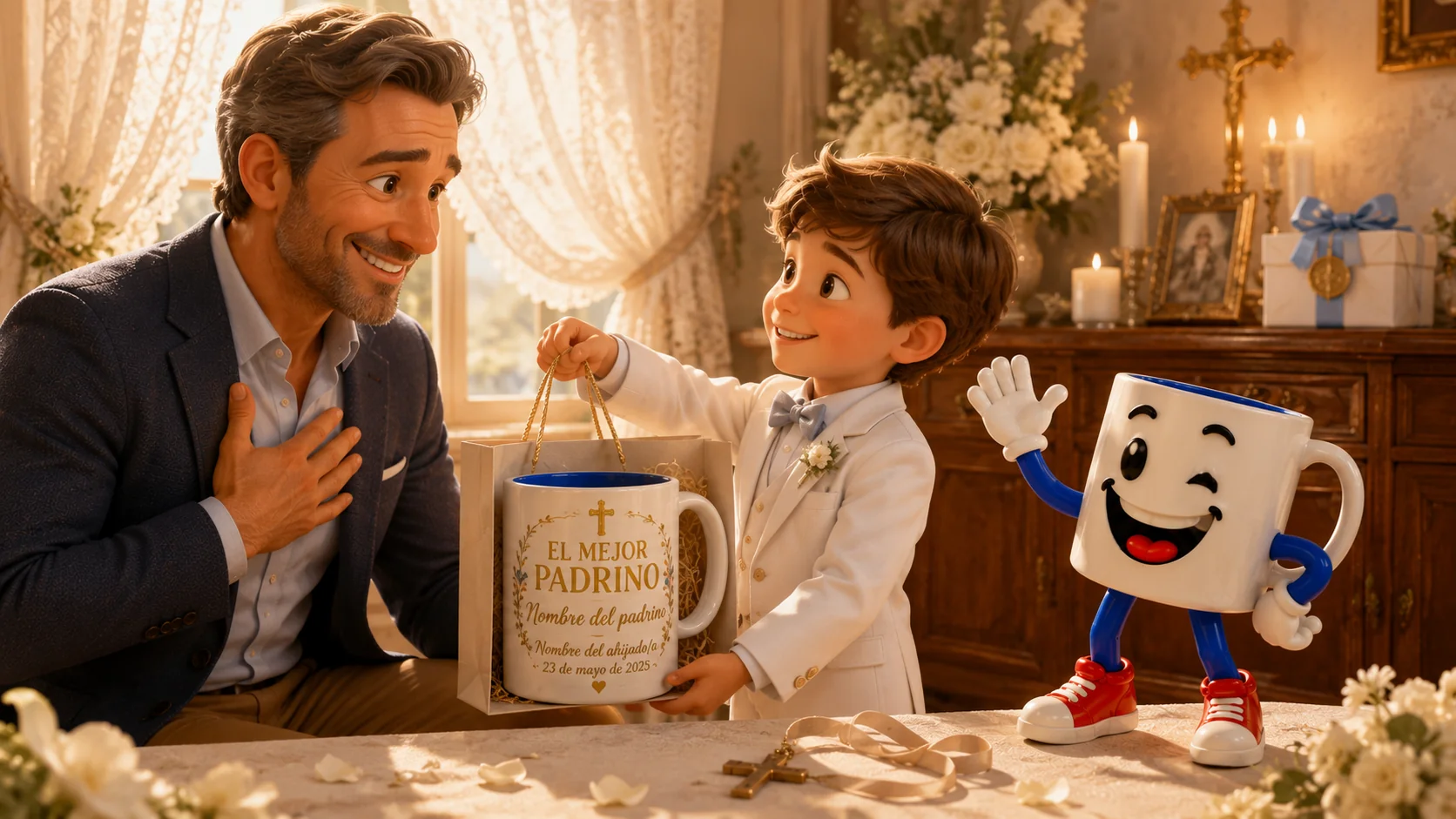 Regalo para el padrino: el detalle del ahijado (con su foto, su edad y "gracias por estar")
