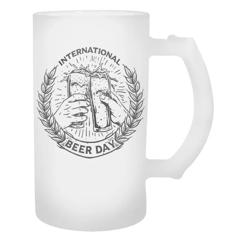 Jarra de cerveza de cristal esmerillado personalizada con foto o logo