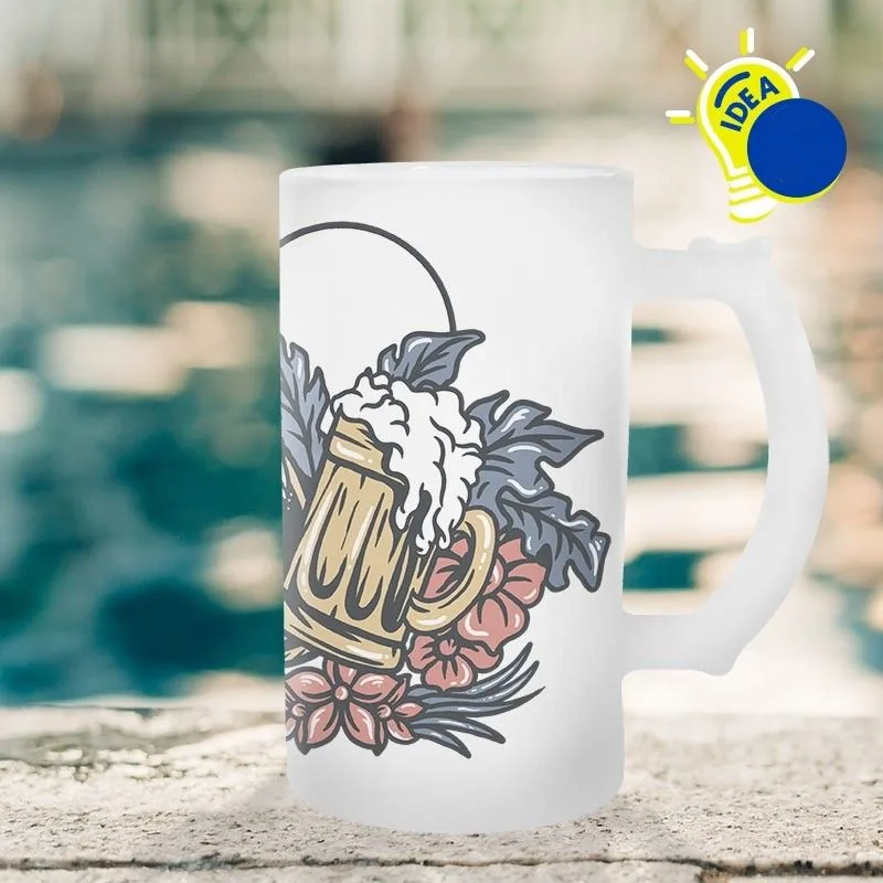 Jarra de cerveza de cristal esmerillado personalizada — vista 2