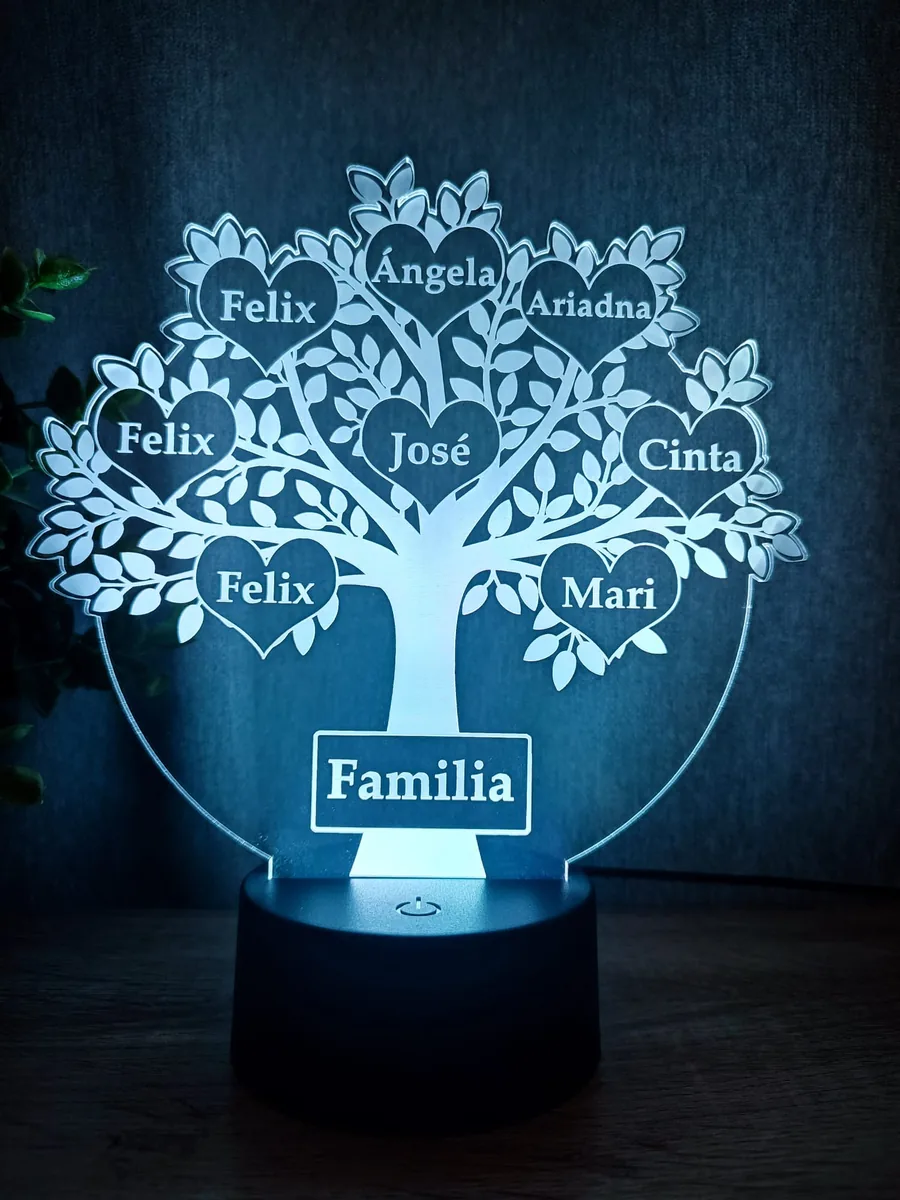 Lámpara Árbol genealógico personalizada con foto o logo