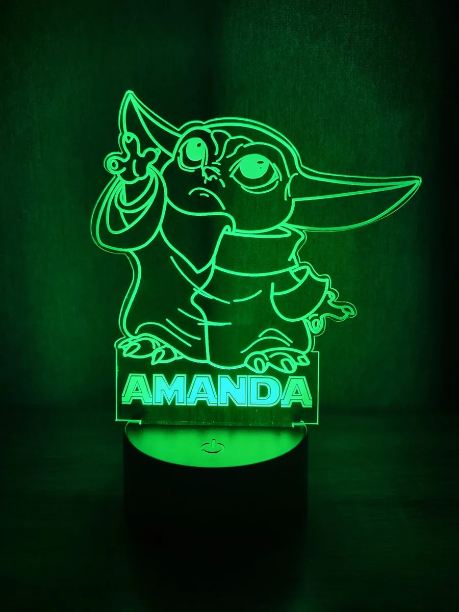 Lámpara Baby Yoda personalizada con foto o logo