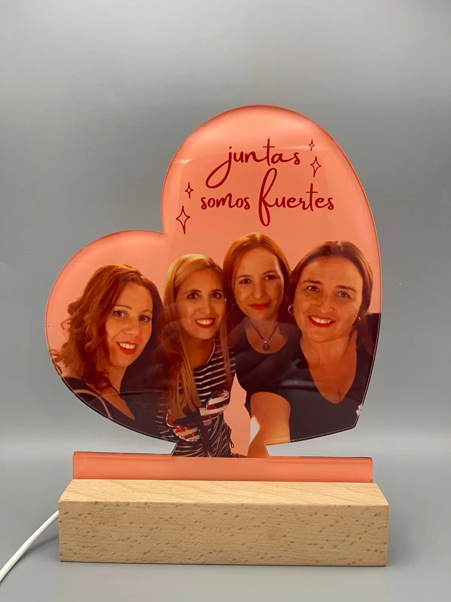 Lámpara corazón sublimada personalizada con foto o logo