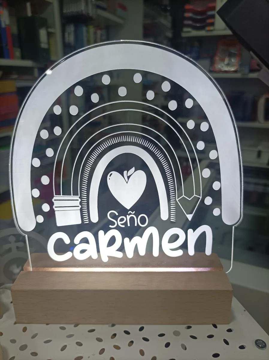Lámpara profesora arcoiris personalizada con foto o logo