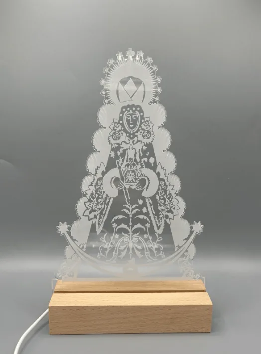 Lámpara Virgen del Rocío personalizada con foto o logo