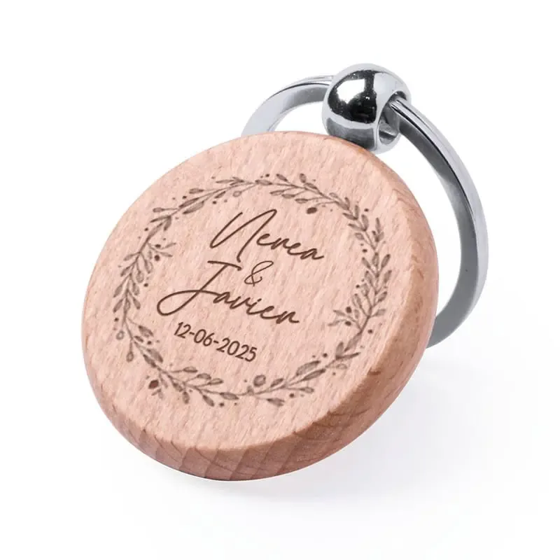 Llavero madera redondo personalizada con foto o logo