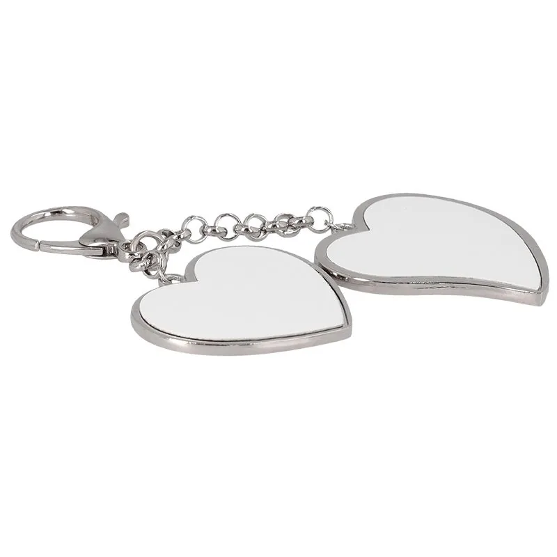 Llavero metálico dos corazones personalizada — vista 3