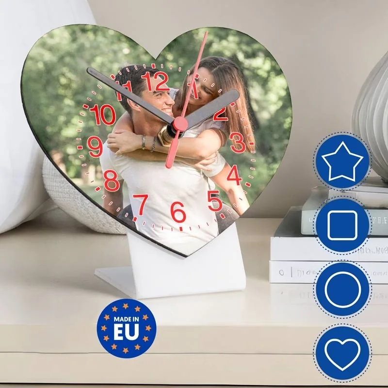 Relojes de sobremesa de madera personalizado Corazón personalizada con foto o logo