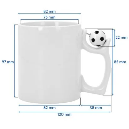Taza blanca asa balón fútbol personalizada — vista 3