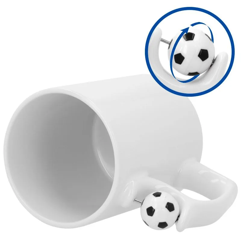 Taza blanca asa balón fútbol personalizada — vista 5
