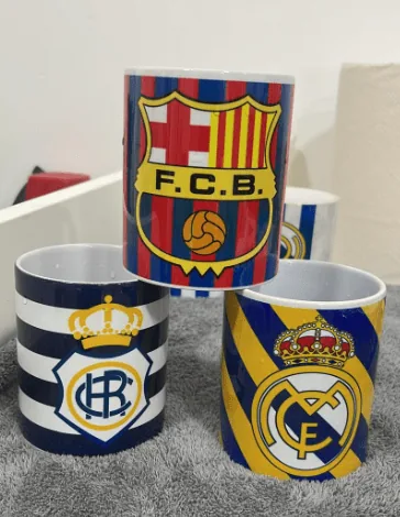 Taza escudos fútbol personalizada con foto o logo